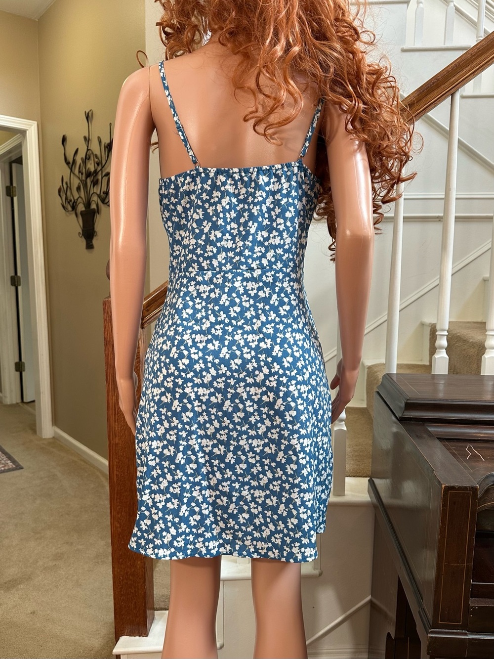 Blue Floral Slip Dress - Picture 8 of 9